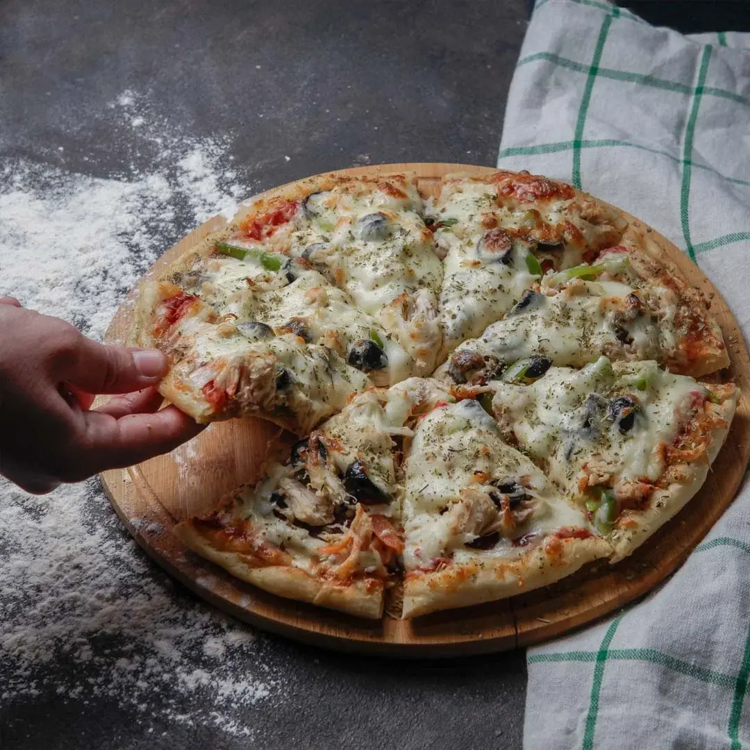 Delicious donair pizza at Sherwood Pizza in Sherwood Park, AB